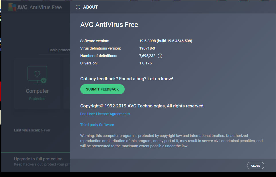 sceen shot of about avg free