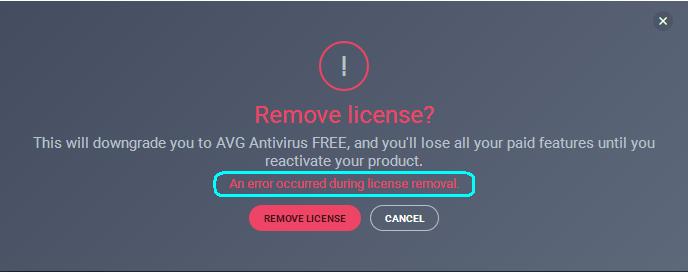AVG remove licence