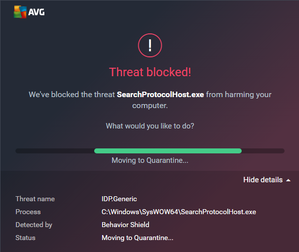 SearchProtocolHost.exe Threat - AVG Stalls