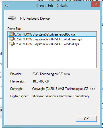 Laptop keyboard using AVG driver not working AVG