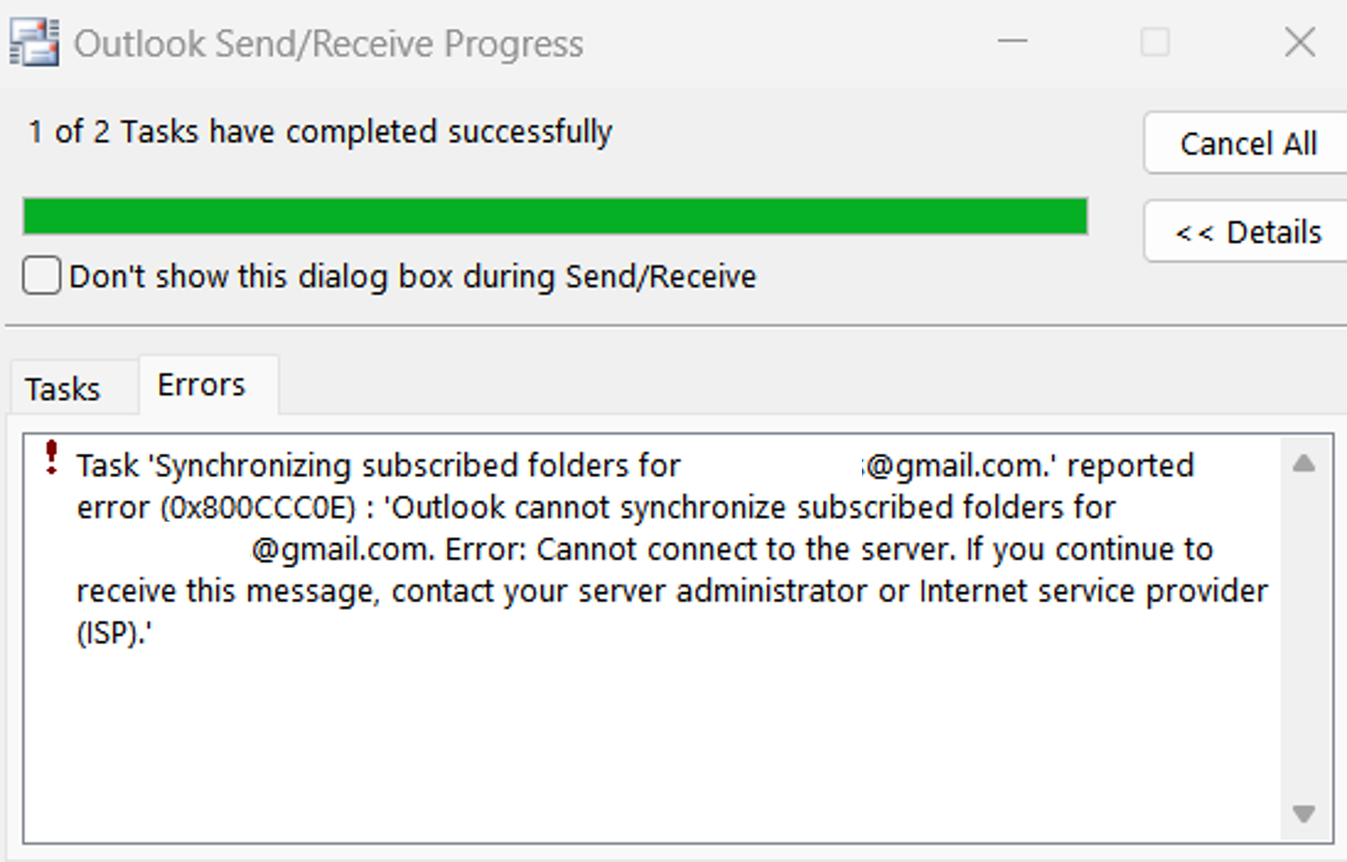 Outlook access to gmail blocked since avg installed avg