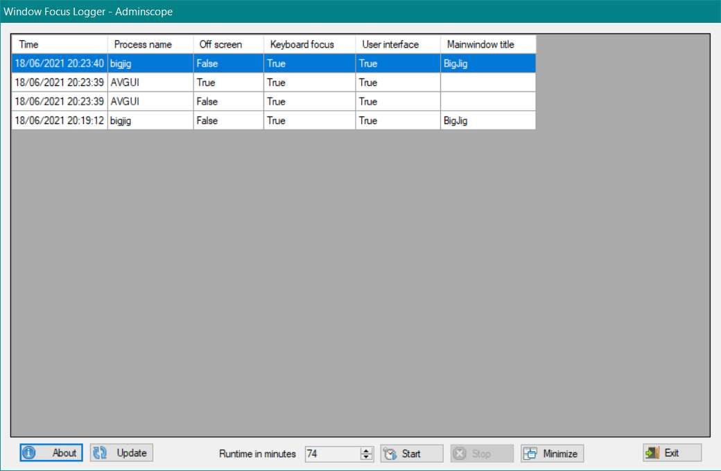 Focus logger detects AVGUI stealing focus for 1 second