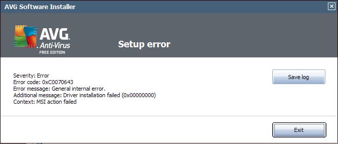 AVG Uninstalled  Error