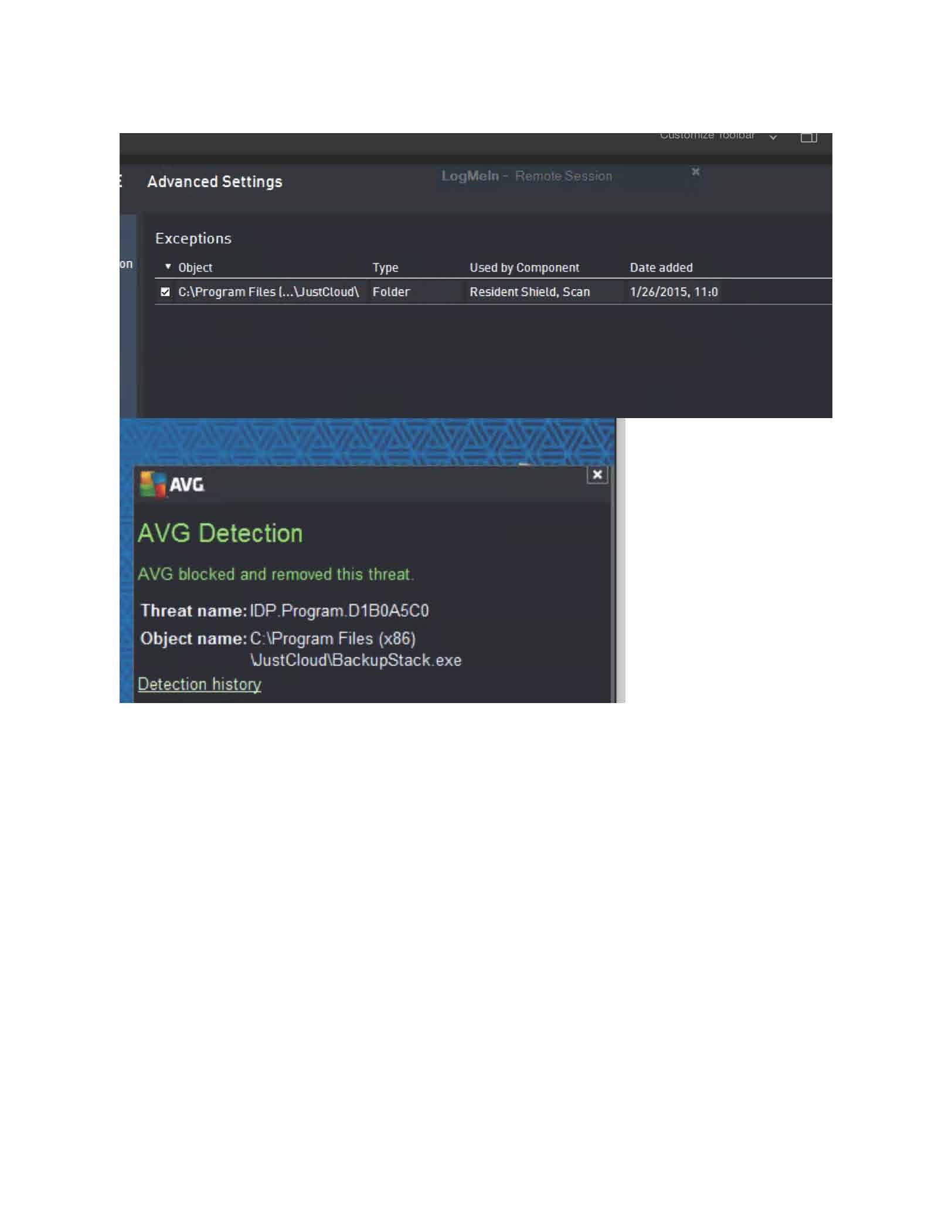 AVG JustCloud Issue