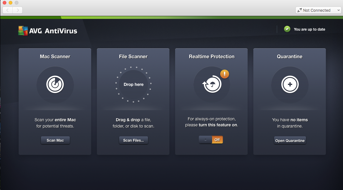 Screen shot of *free* AVG AntiVirus on Mac