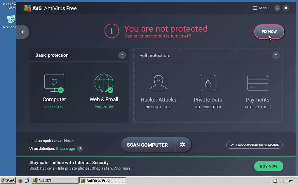AVG Error: FIX NOW does nothing!