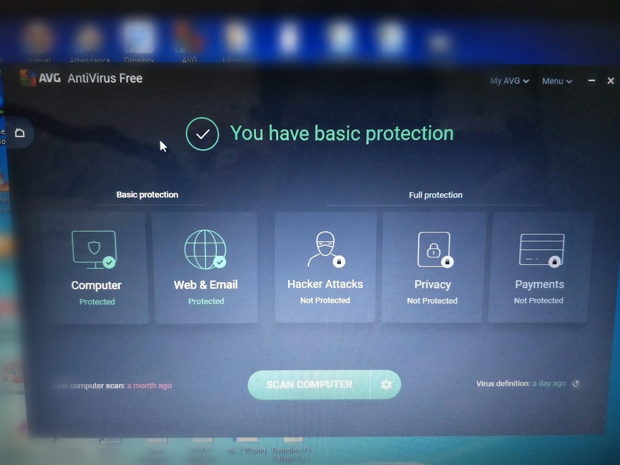 AVG interface when I open both shortcut