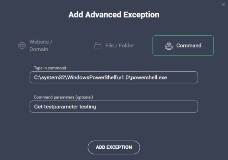 AVG_Unmanaged_AddAdvancedException_Command_802x562