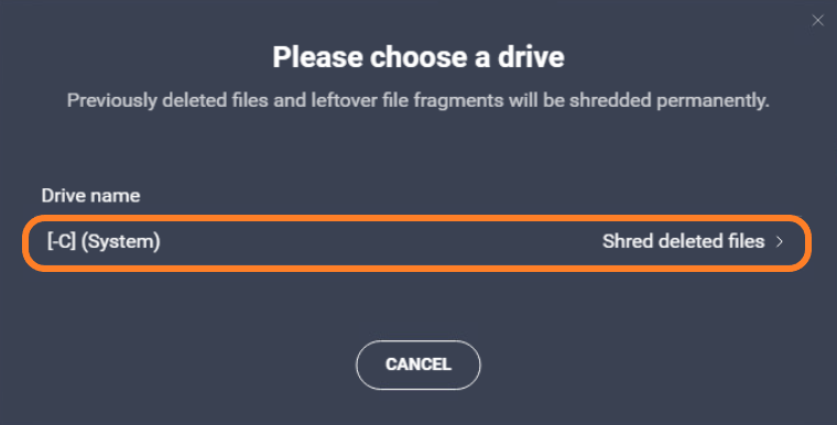 AVG_DataShredder_DeletedFilesShredder_SelectDrive
